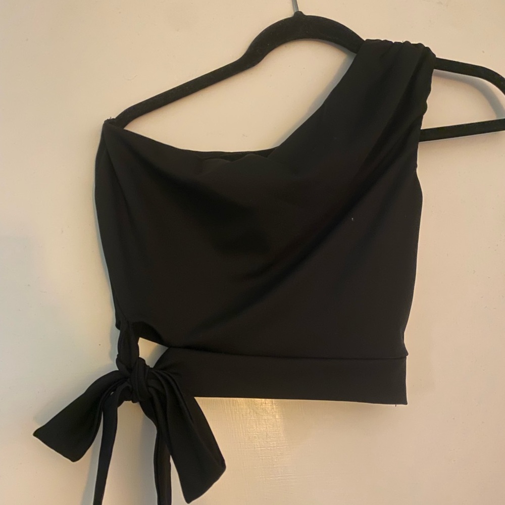 Boutique Off the Shoulder Black Side-Tie Top - Size Small